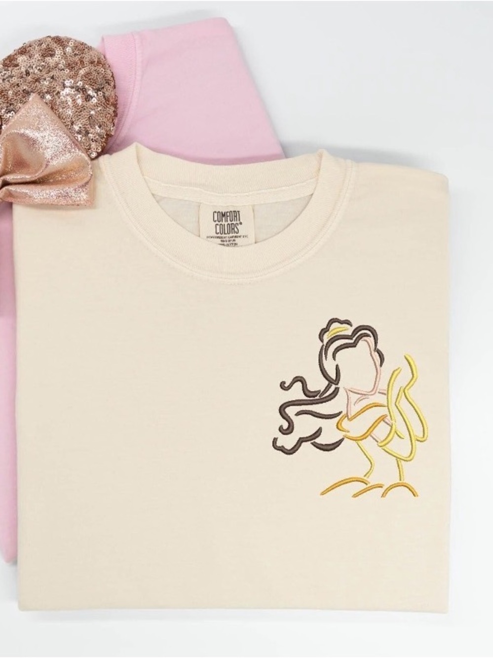 Disney Beauty and the Beast Belle Embroidered Comfort Colors Tee 2XL